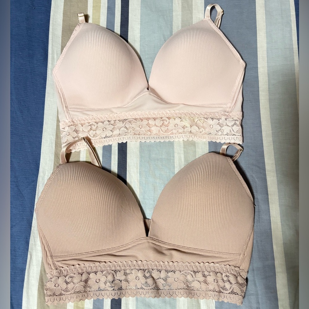Jessica Simpson Lace Trim Padded Bralette - Nude